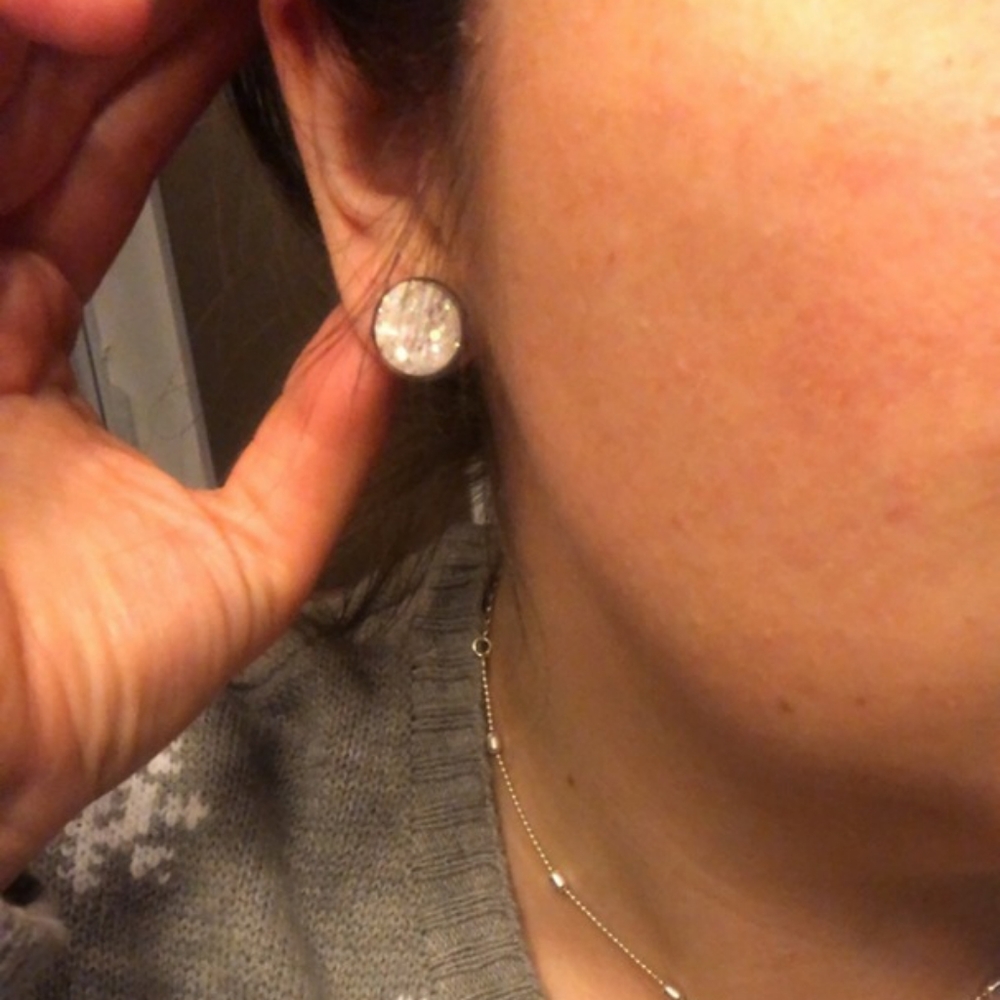 12mm Arctic Geode Earrings - Picture 3 of 3